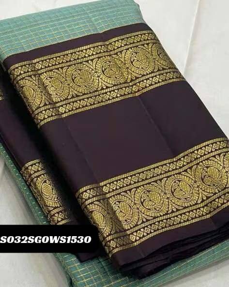 Pastel Green Elegant Banarasi Soft Silk Saree with Zari Motifs & Jacquard Border Blouse